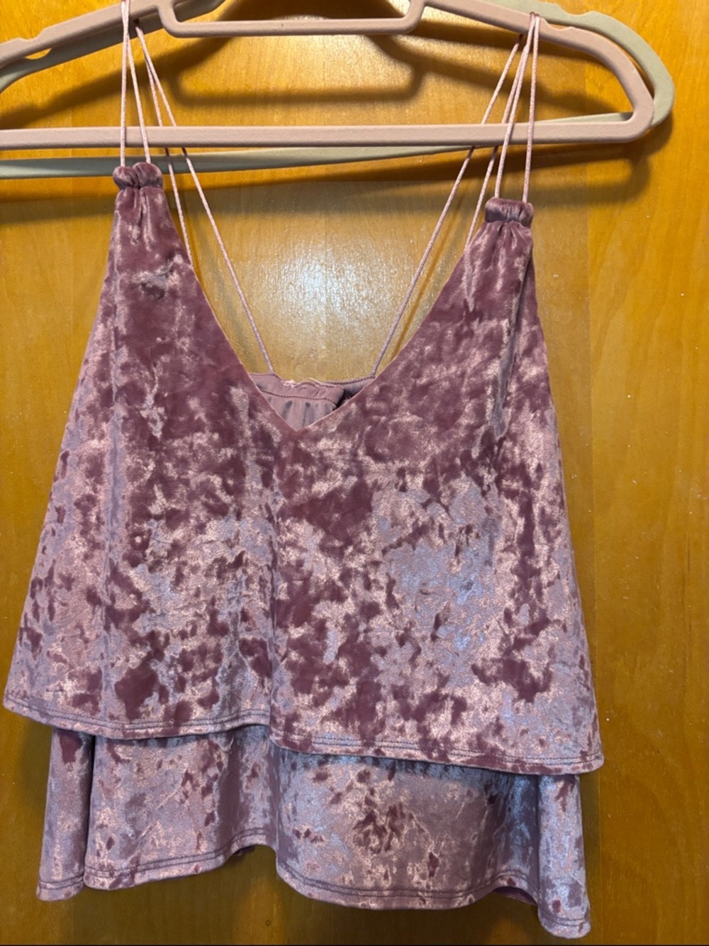 Express Mauve Pink Velvet Layered Strapless Cami